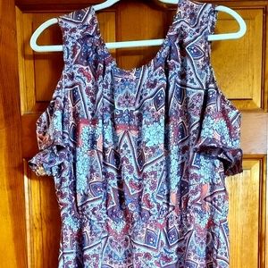 XXL Blue and Purple Lauren Conrad Cold Shoulder Dress